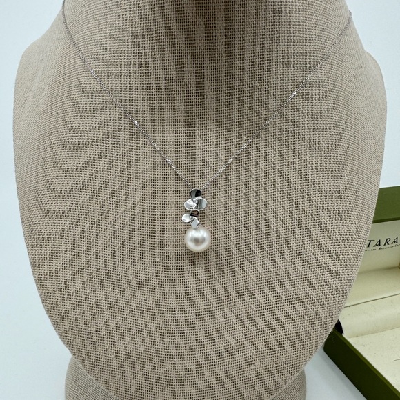 Tara Cultured Pearl and Diamond Pendant Necklace on 14k White Gold Chain - Picture 4 of 7